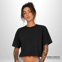 Cropped Oversized Suedine Preto