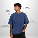 Camiseta Oversized Pionera Azul Envelhecido