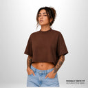 Cropped Oversized Suedine Pionera Marrom