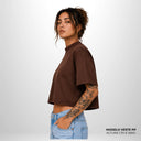 Cropped Oversized Suedine Pionera Marrom