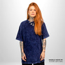 Camiseta Oversized Pionera Azul Estonado